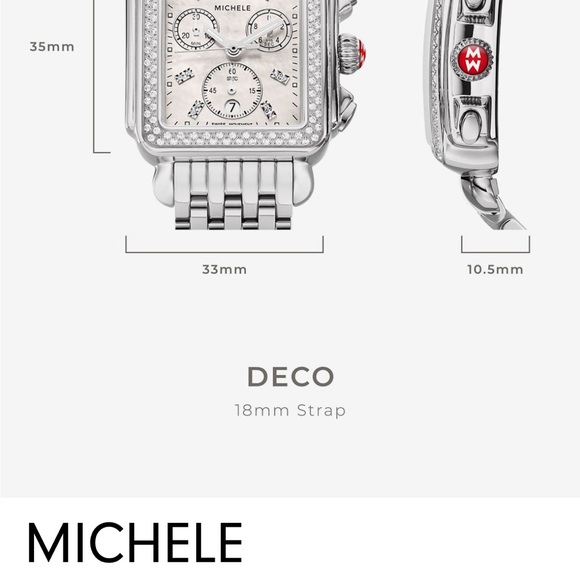 Michele Two-Tone Gold and Silver Women's Deco Watch - Picture 6 of 7